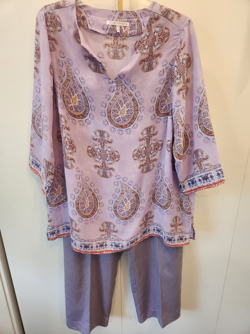 Lavender Paisley Peasant Blouse & Pants
